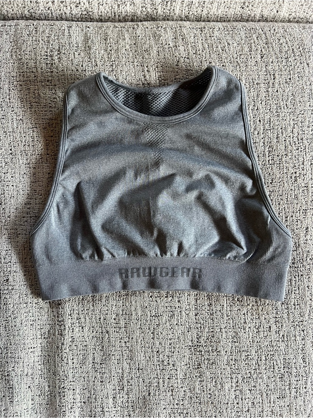Rawgear High-Neck Seamless Sports Bra in Charcoal Grey